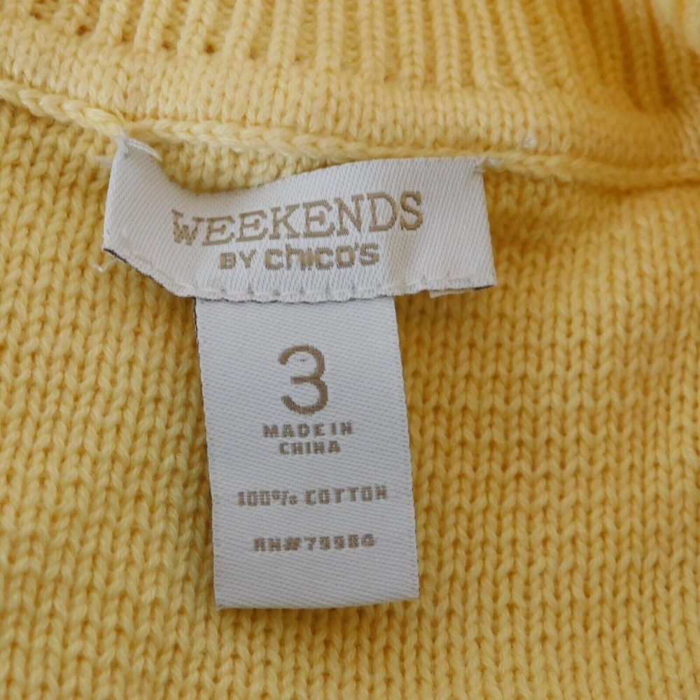 Weekends by Chicos Cardigan Sweater Size 3 (XL/16) Yellow Snaps Long Sleeve - Picture 7 of 9